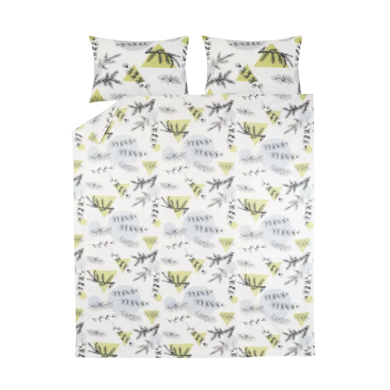 Gultas veļas komplekts Domoletti Flannel Forest, balta krās.-pelēka krās., 200 x 220 cm