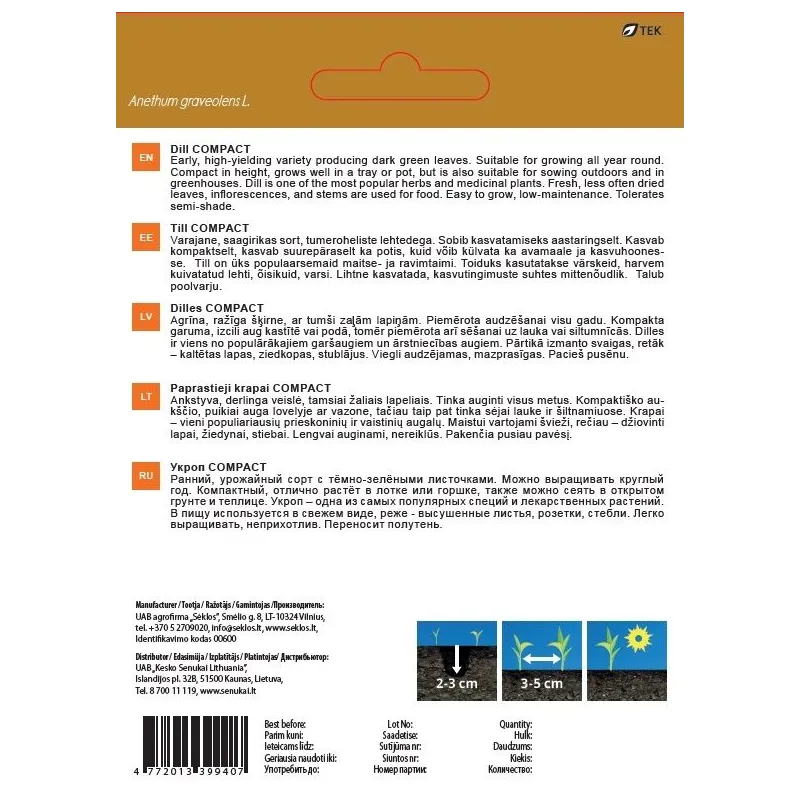 Sēklas Garden Center dilles COMPACT, 3 g
