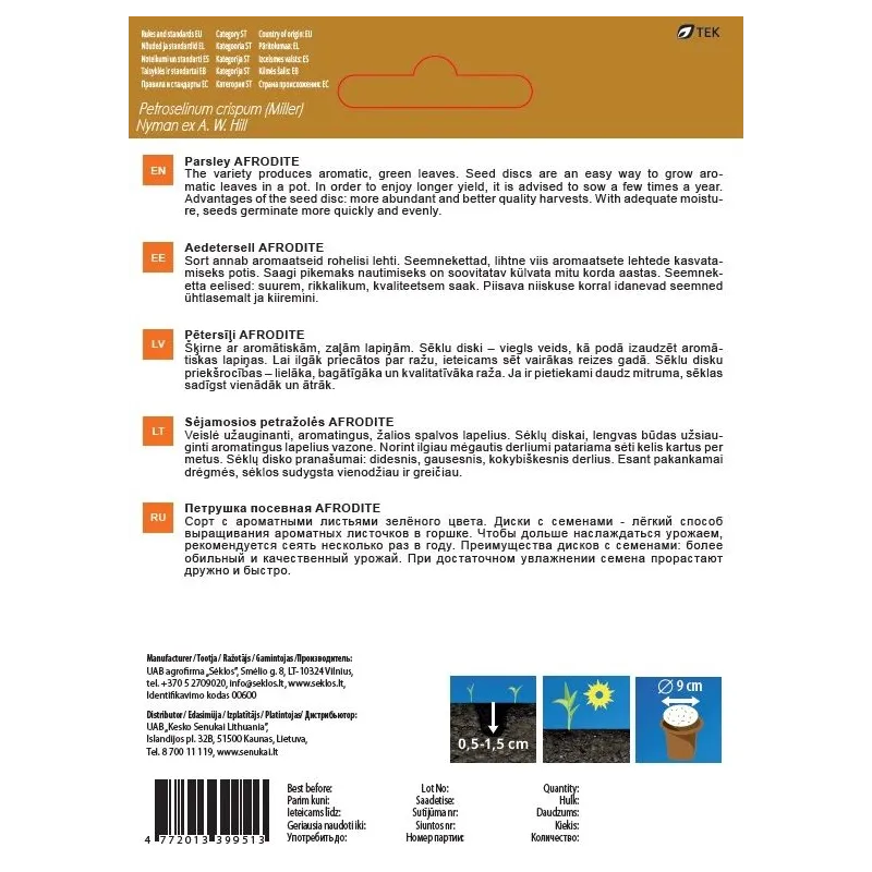 Sēklas Garden Center pētersīļi AFRODITE D8, 5 g