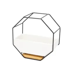 Karināmais puķu pods Domoletti TRRT012, keramika-metāls, balta-melna