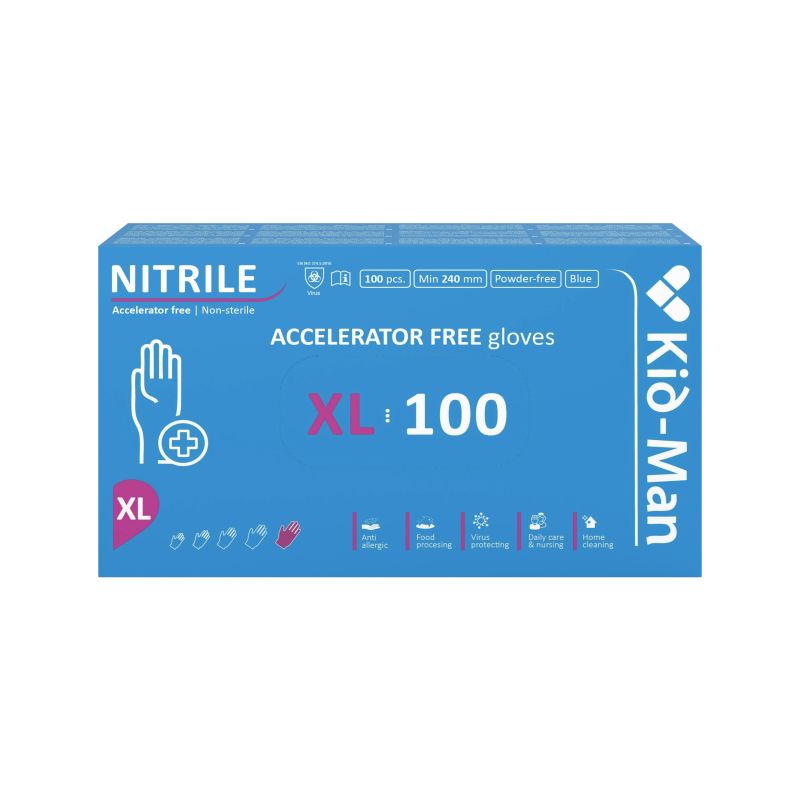Nitrila cimdi Kid-Man Accelarator-free N100, XL izmērs