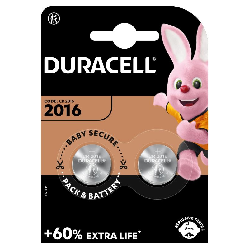 Baterijas Duracell. CR2016. 3 V. 2 gab.