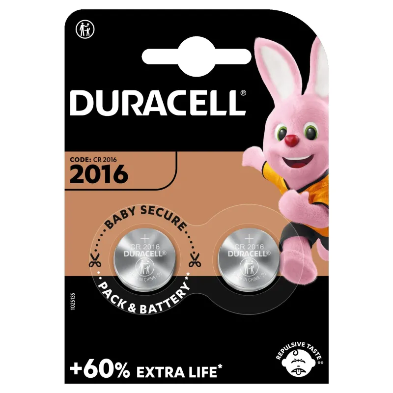 Baterijas Duracell. CR2016. 3 V. 2 gab.