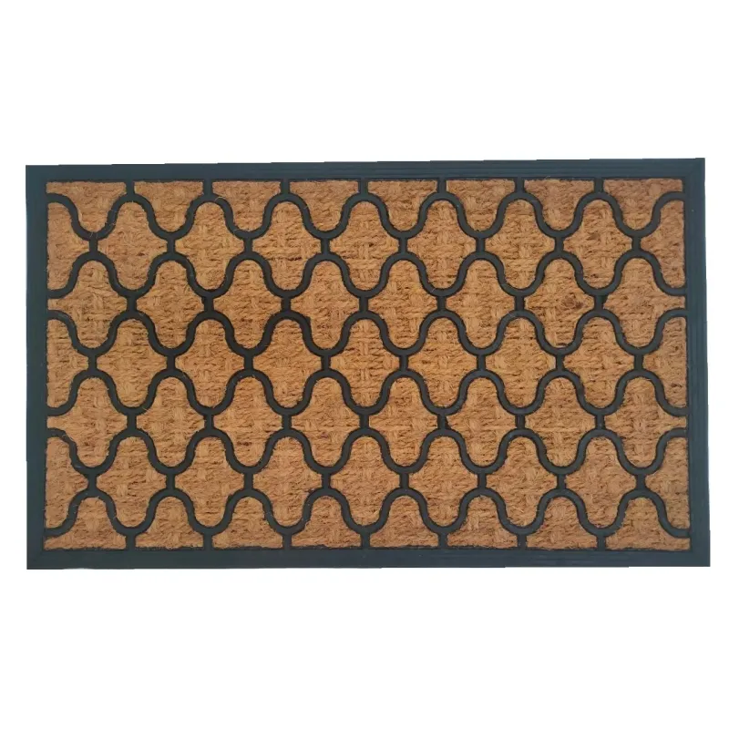 Придверный коврик Domoletti, черный-бежевый, 45 см x 75 см x 0.8 см