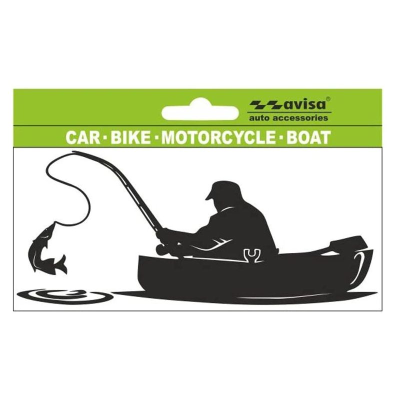 Auto uzlīme makšķernieks laivā 15x8cm