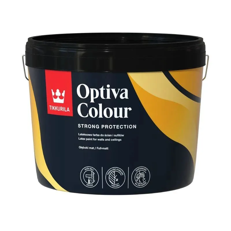 Akrila krāsa Tikkurila Optiva Colour, balta, 9 l