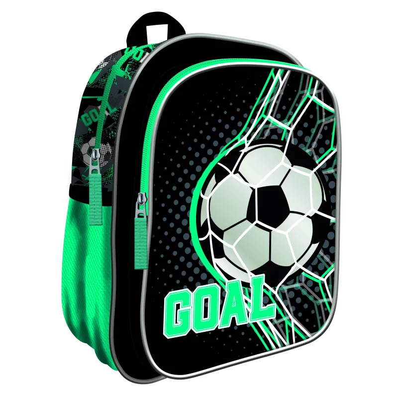 Bērnu mugursoma 5903235663628, melna-zaļa, 21 cm x 12.5 cm x 27 cm