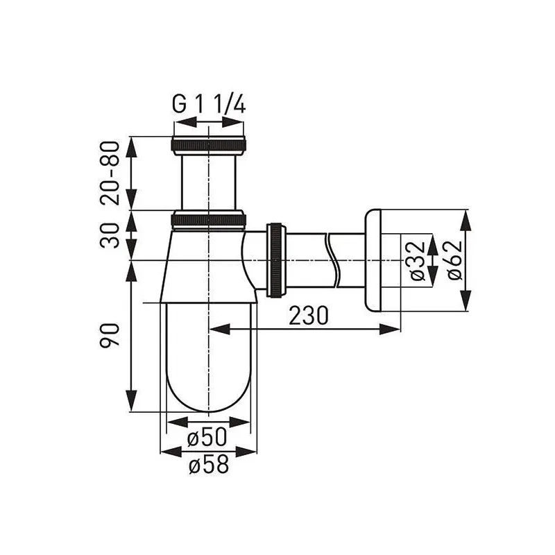 Sifons izlietnei Ferro, melna krās.