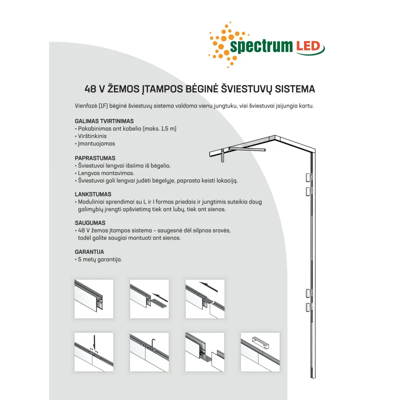 Šviestuvas lubų Spectrum System Shift HANGIT, LED, 3000 °K, 1 x 12 W
