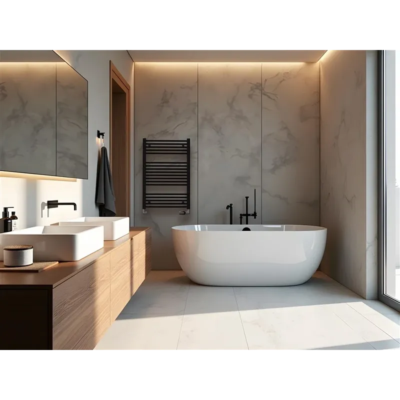 Ūdens dvieļu žāvētājs Koralux Linear Classic, melna, 50 cm x 70 cm, 280 W