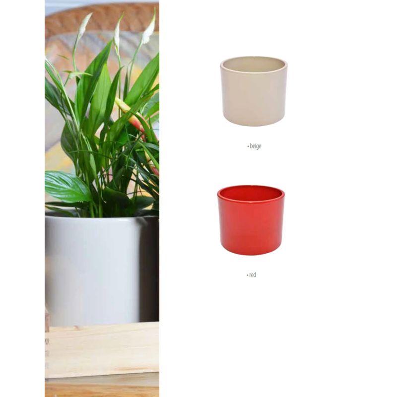 Keram.puķu pods walec structur d17 beige