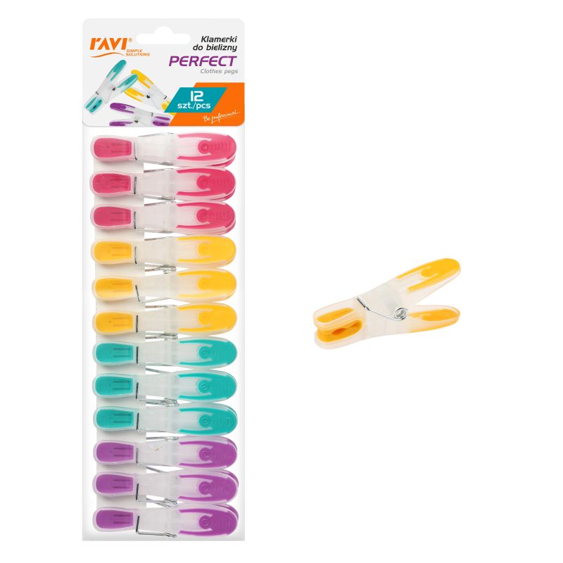 Knaģi veļas perfect 12gab krāsaini