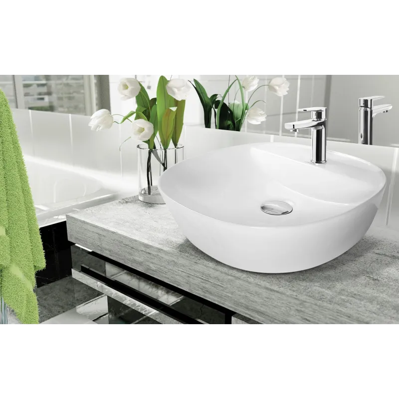 Vannas istabas izlietne Invena Pejto, keramika, 40 cm x 40 cm x 12 cm, balta krās.