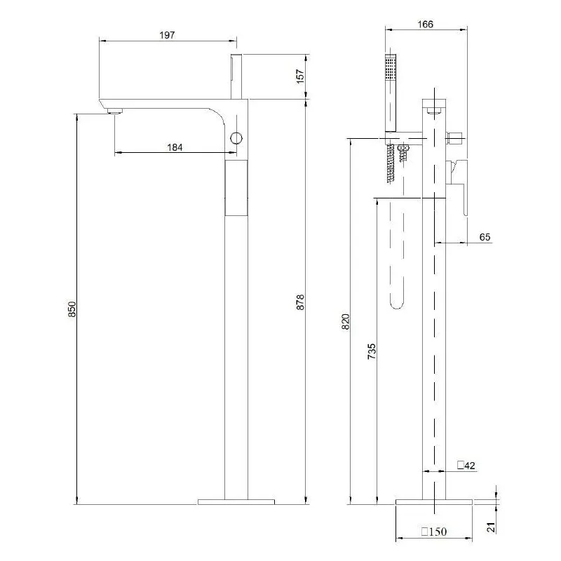 Uz grīdas stāvošs vannas istabas jaucējkrāns Invena Paros BW-09-W01-A, hroma krās.