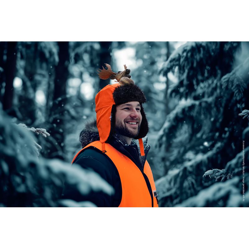 Ziemas cepure ar alni oranža acces