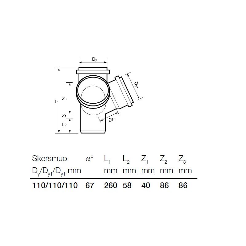 Krustgabals pp divplakņu 110x110x110x67