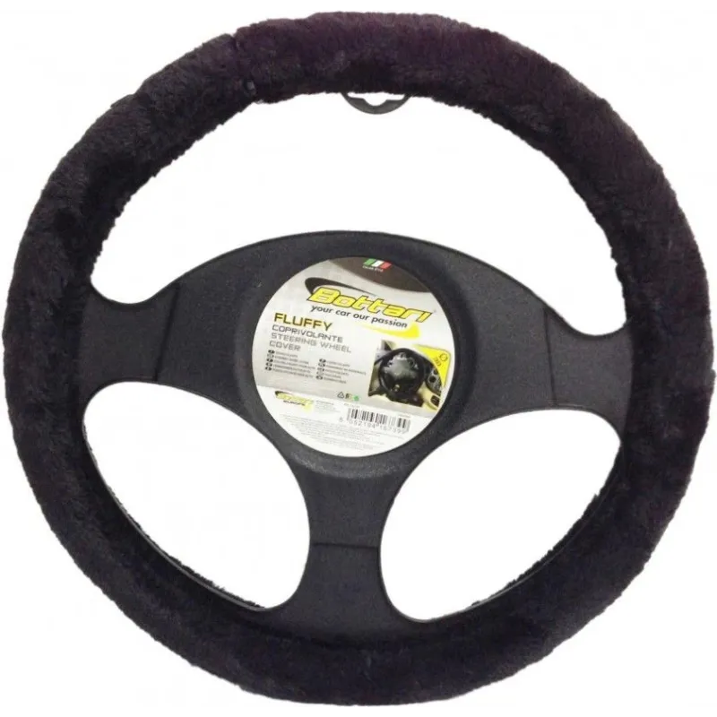 Stūres apšuvums Bottari Fluffy, melna krās.