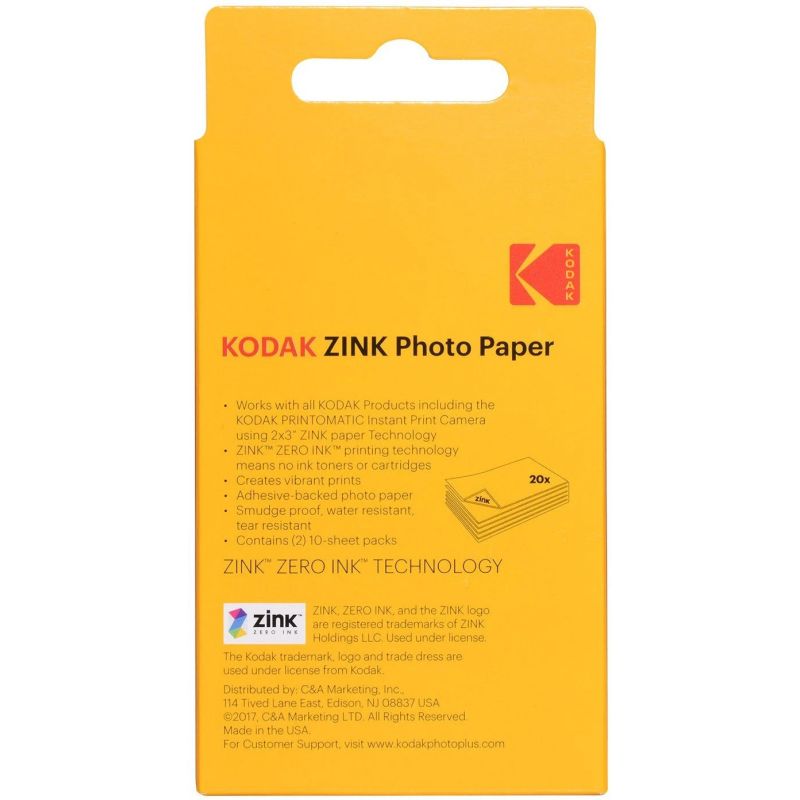 Fotopapīrs kodak zink 50x76mm 20 lapas