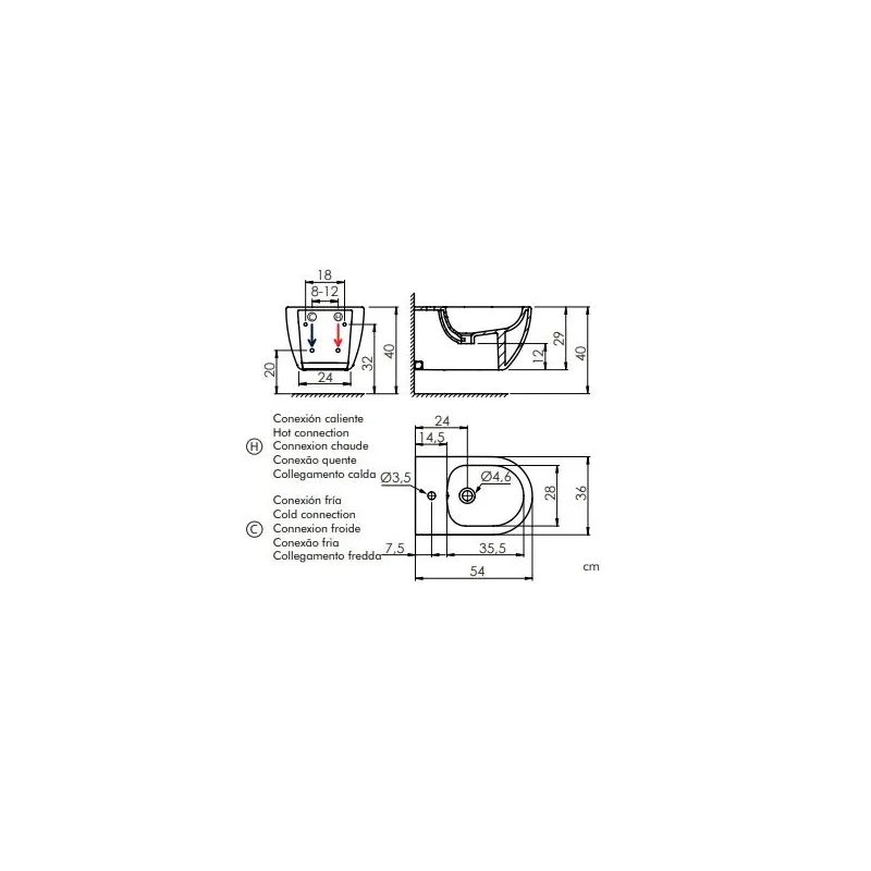 Bidė Masterjero Arc WHB00503NMSE, 360 mm x 290 mm x 290 mm, juoda sp.