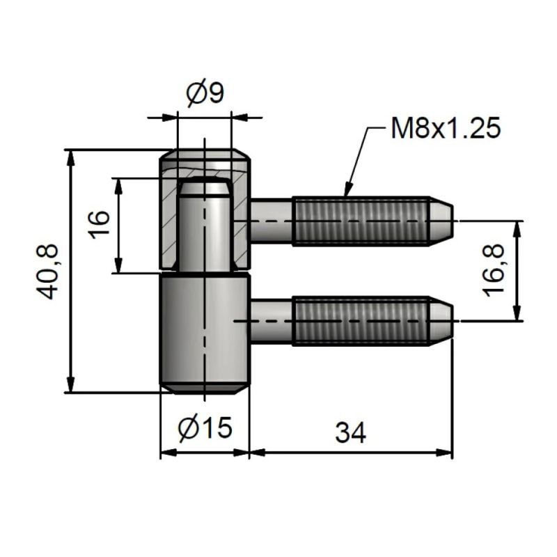 Logu eņģe 40 m8 zila cink