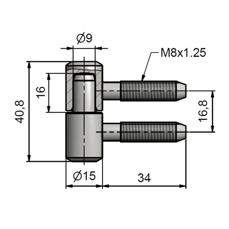 Logu eņģe 40 m8 ral 9010