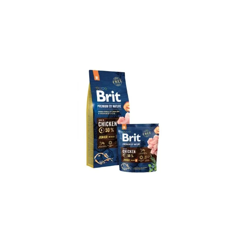 Sausas šunų maistas Brit Premium By Nature Junior Medium, vištiena, 3 kg