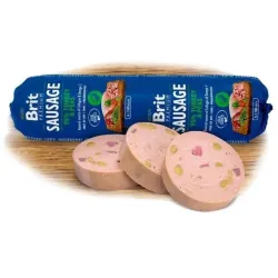 Mitrā barība ,konservi, suņiem Brit Premium Sausage Turkey & Peas, tītara gaļa-dārzeņi, 0.8 kg