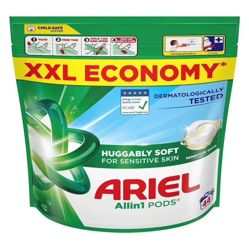 Ariel All-in-1 PODs Sensitive Skalbimo Kapsulės, 44 Skalb
