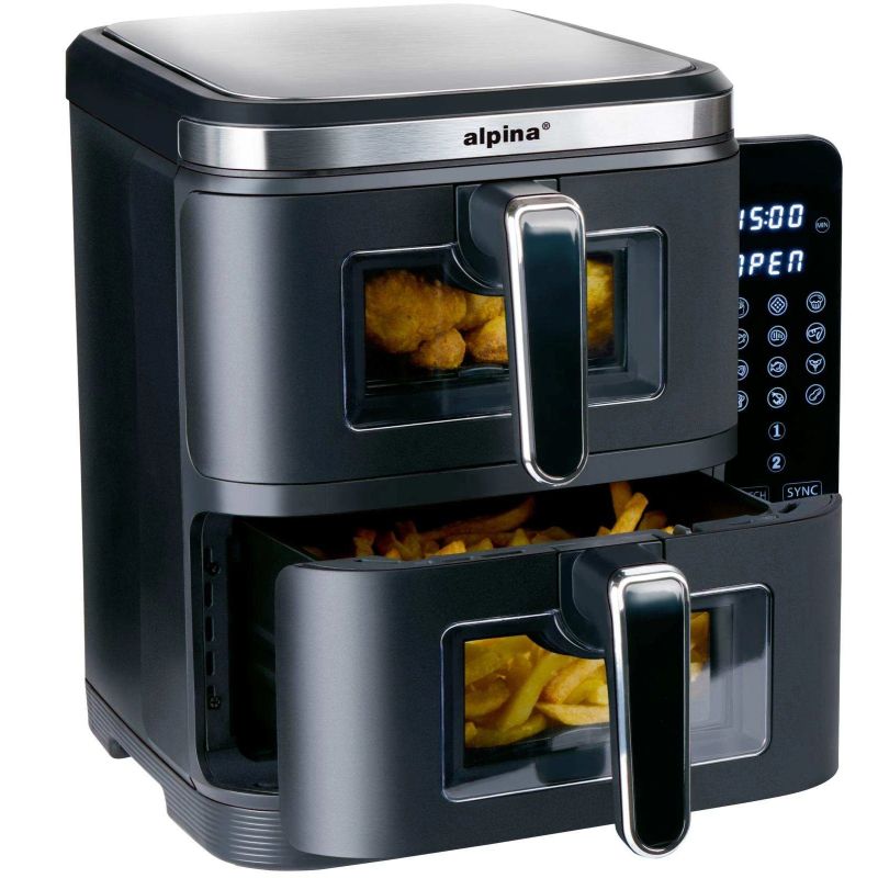 Aerogrils Alpina DOUBLE STACK, melna, 2800 W, 11 l