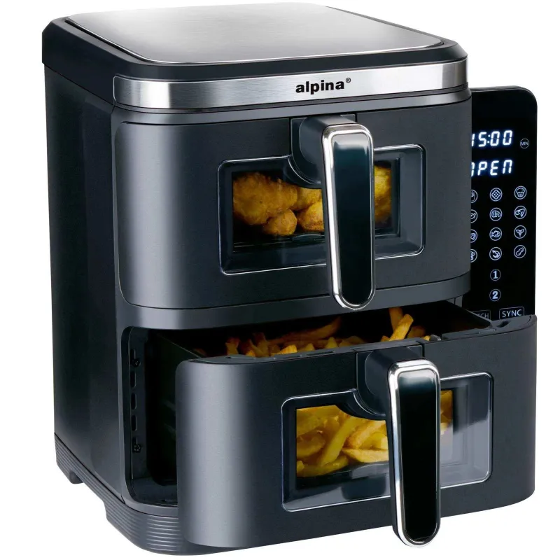 Aerogrils Alpina DOUBLE STACK, melna, 2800 W, 11 l