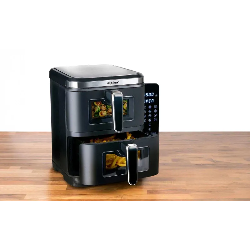 Aerogrils Alpina DOUBLE STACK, melna, 2800 W, 11 l