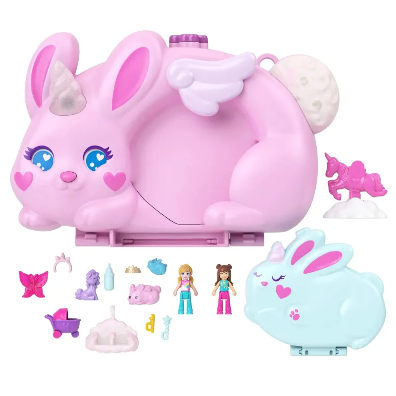 Figūriņu komplekts, ar piederumiem Mattel Polly Pocket 2in1 Bunny Fun Compact, daudzkrāsaina