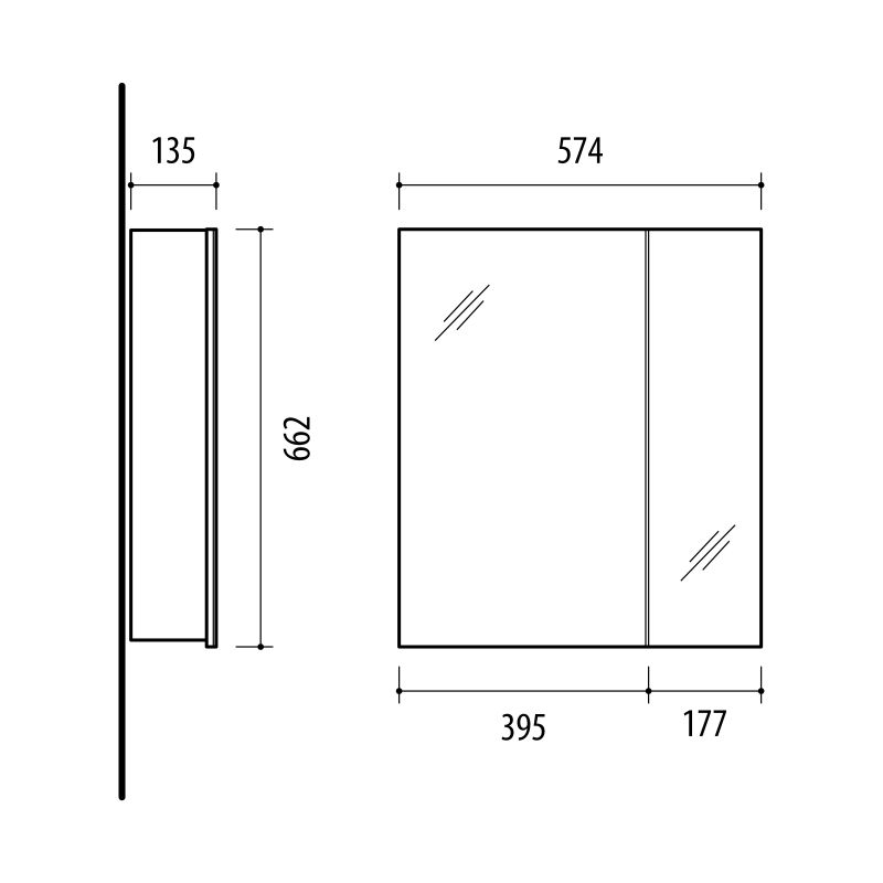 Spoguļskapis sv57-1 balts riva