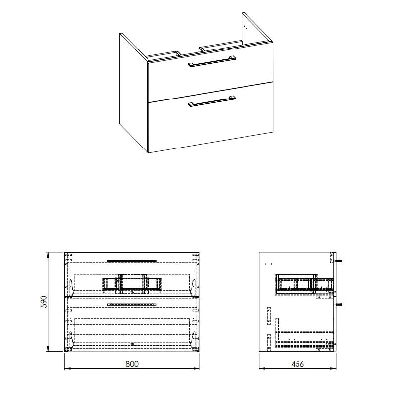 Skapis ar izlietni ekoline 80cm