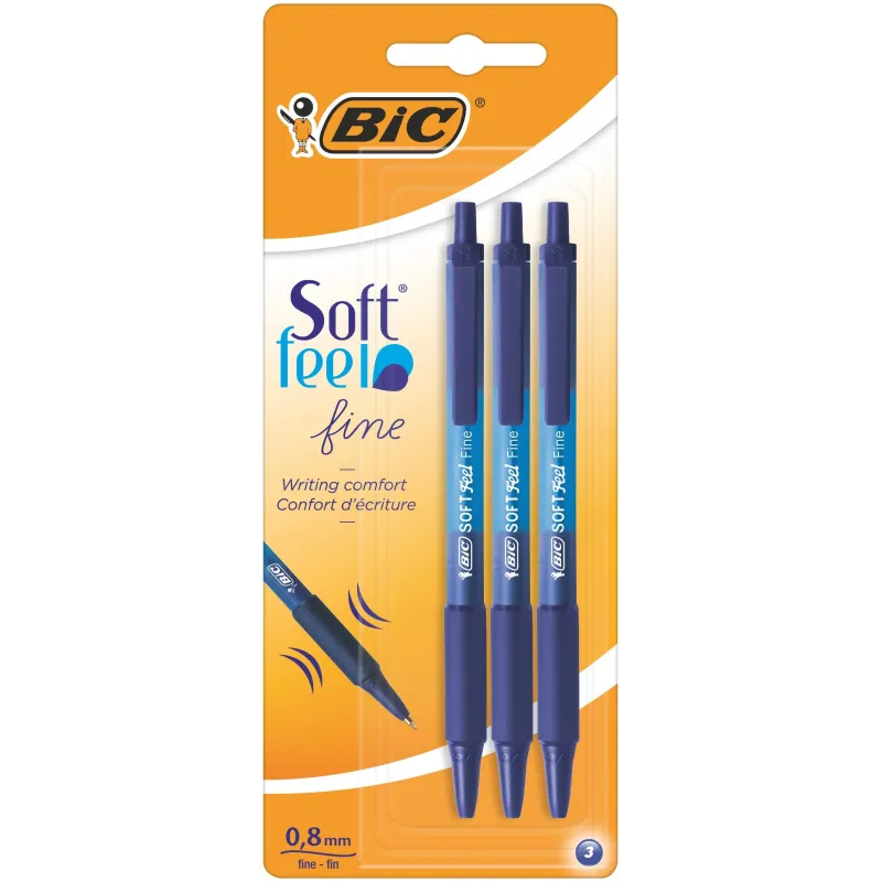 Lodīšu pildspalva Bic 893221, zila krās., 0.8 mm, 3 gab.