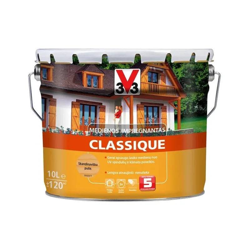 Koksnes impregnants V33 Classique, priedes krās.-skandināvu priede, 10 l