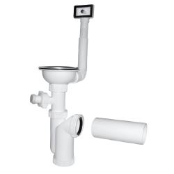 Sifons virtuves izlietnei 115 1-2X50mm ar izplūdi, pārplūdi, v-m