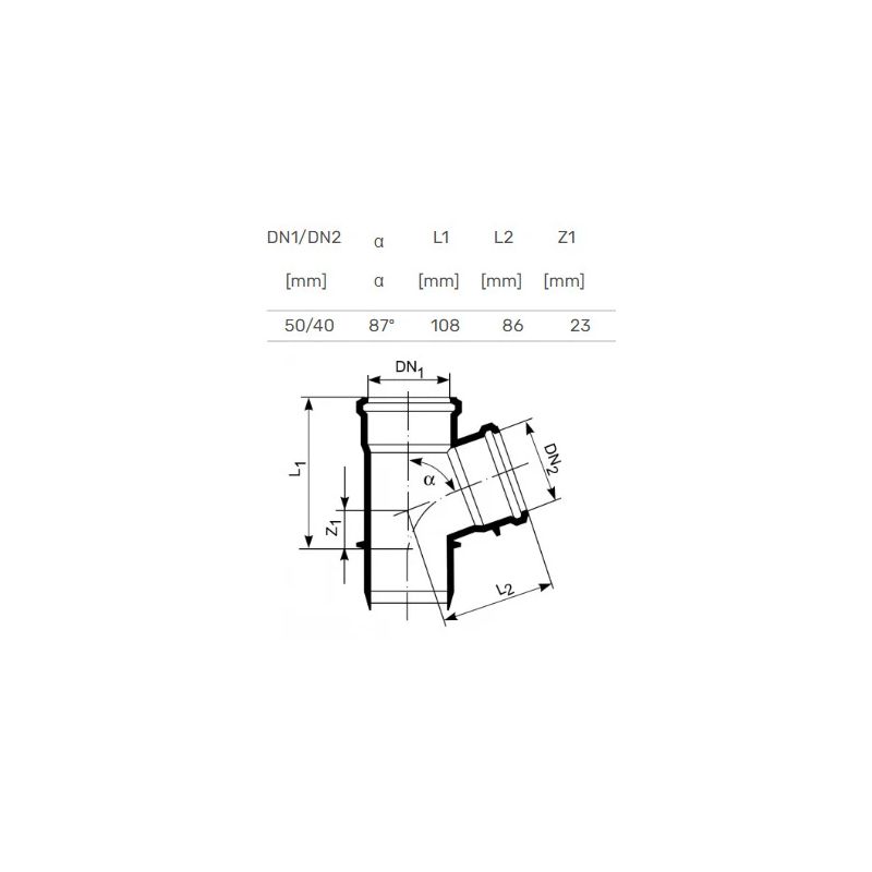 Trejgabals iekšējais d50-40x90 pp