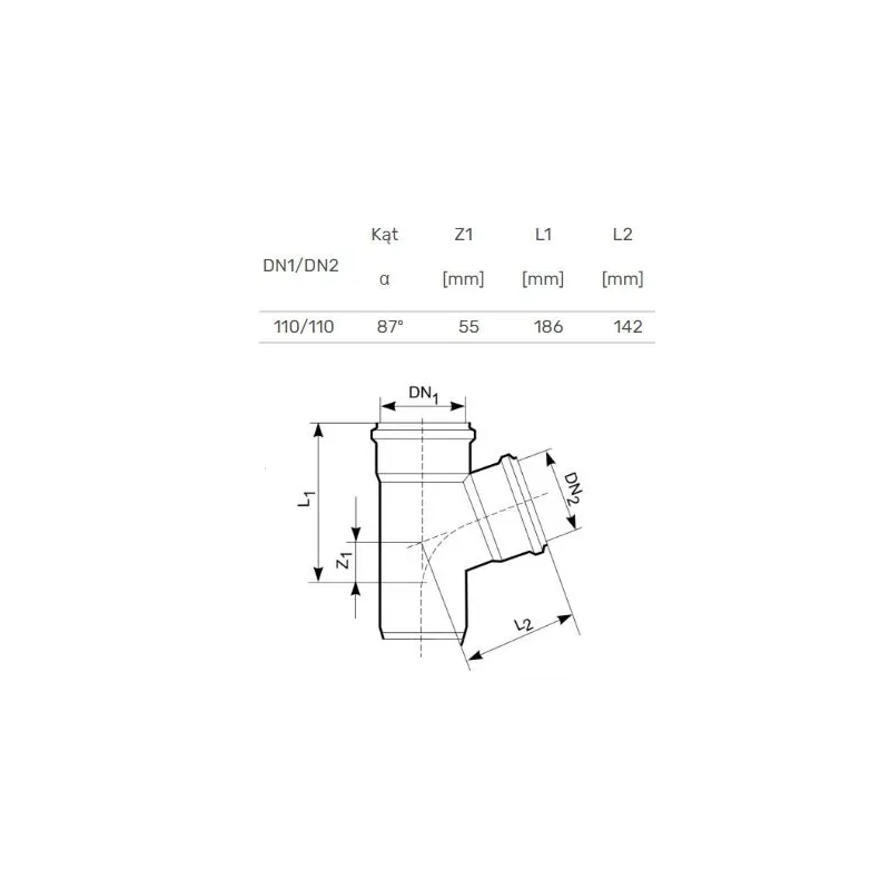 Тройник для уличной канализации Magnaplast, 110 mm x 110 mm, 87 град