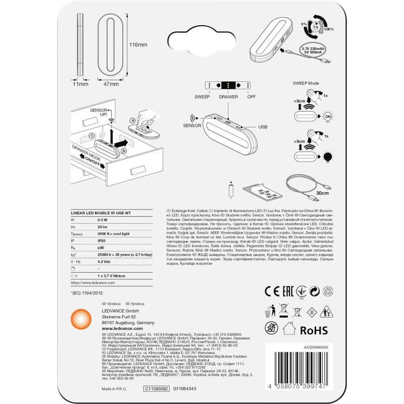 Spuldze Ledvance Integrētā LED spuldze, auksti balta krās., 0.5 W, 20 lm