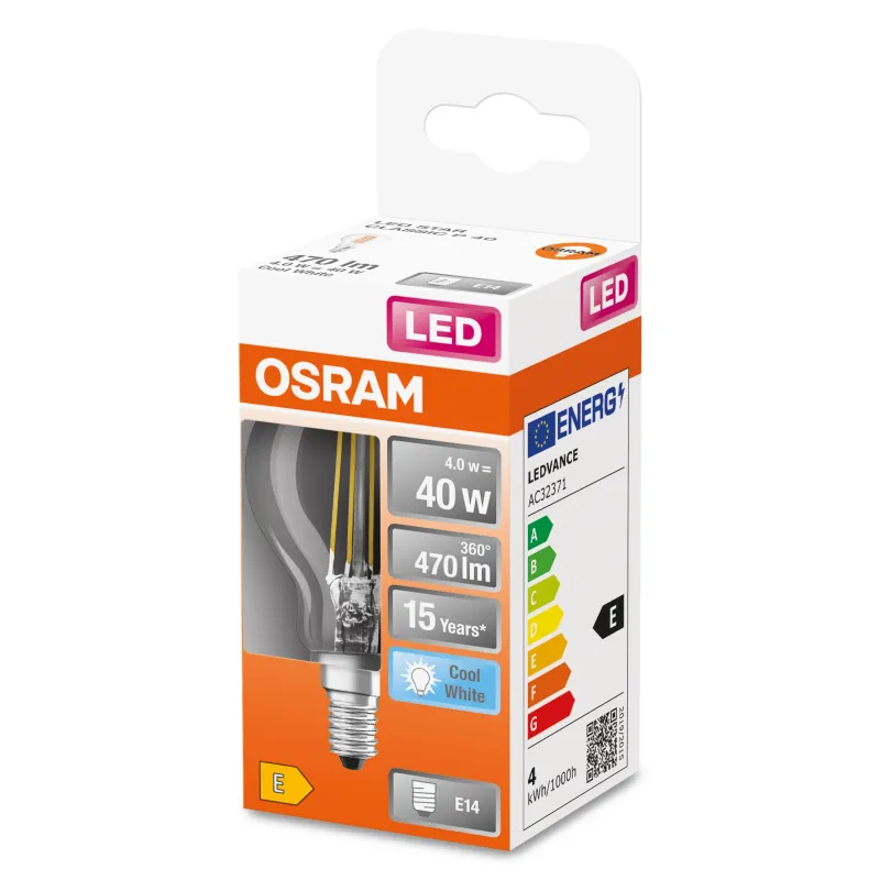 Spuldze Osram LED, Erimõõduline, auksti balta krās., E14, 4 W, 470 lm