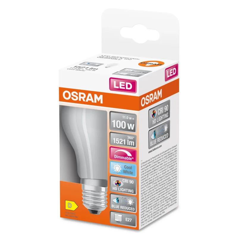 Spuldze Osram LED, A100, 4000 °K, E27, 11 W, 1521 lm