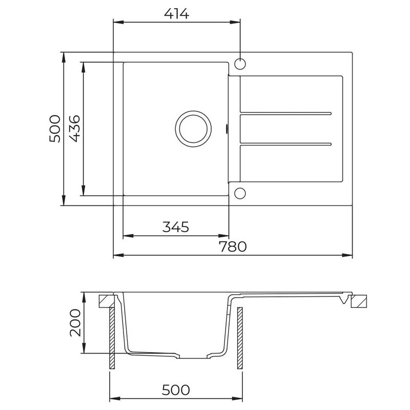 Izlietne helika tesa sqt101-601aw 78x50