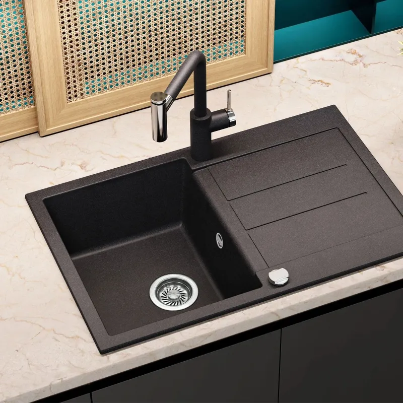 Virtuves izlietne Aquasanita Tesa SQT101-601AW, nerūsējošais tērauds, 780 mm x 500 mm x 200 mm