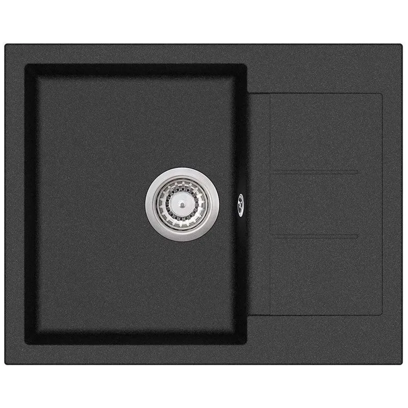 Virtuves izlietne Helika Tesa SQT102-601AW, granīts, 62 cm x 50 cm x 20 cm, melna krās.