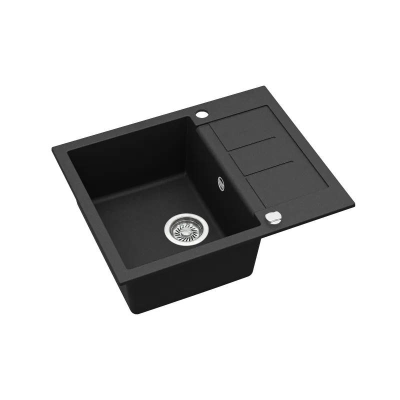 Virtuves izlietne Helika Tesa SQT102-601AW, granīts, 62 cm x 50 cm x 20 cm, melna krās.