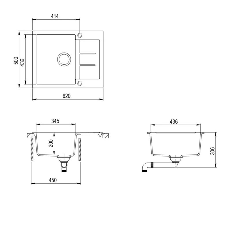 Sink tesa sqt102-601aw black