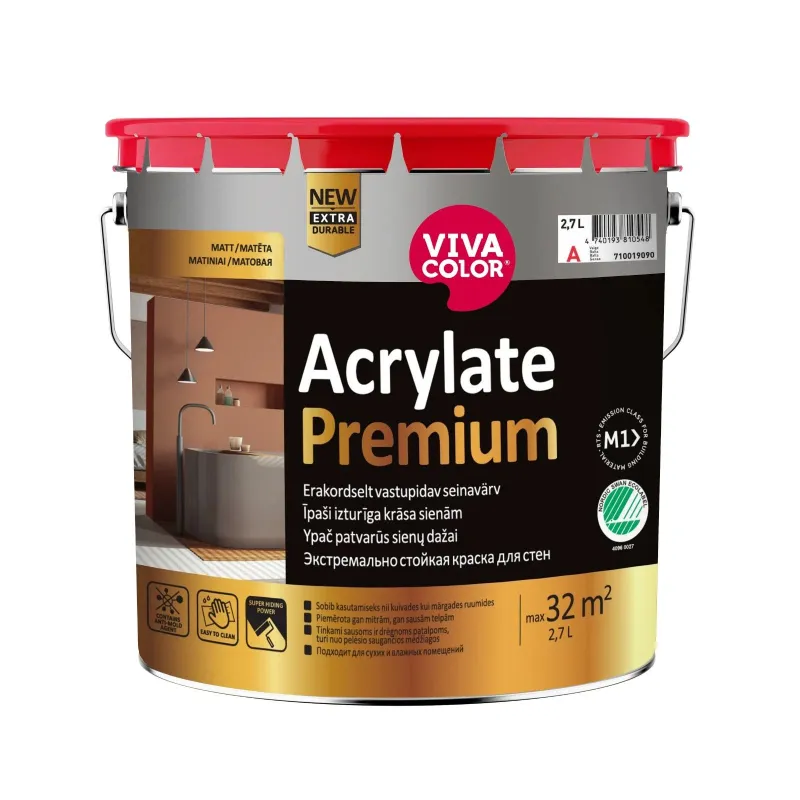 Sienu krāsa Vivacolor ACRYLATE PREMIUM, balta, 18 l