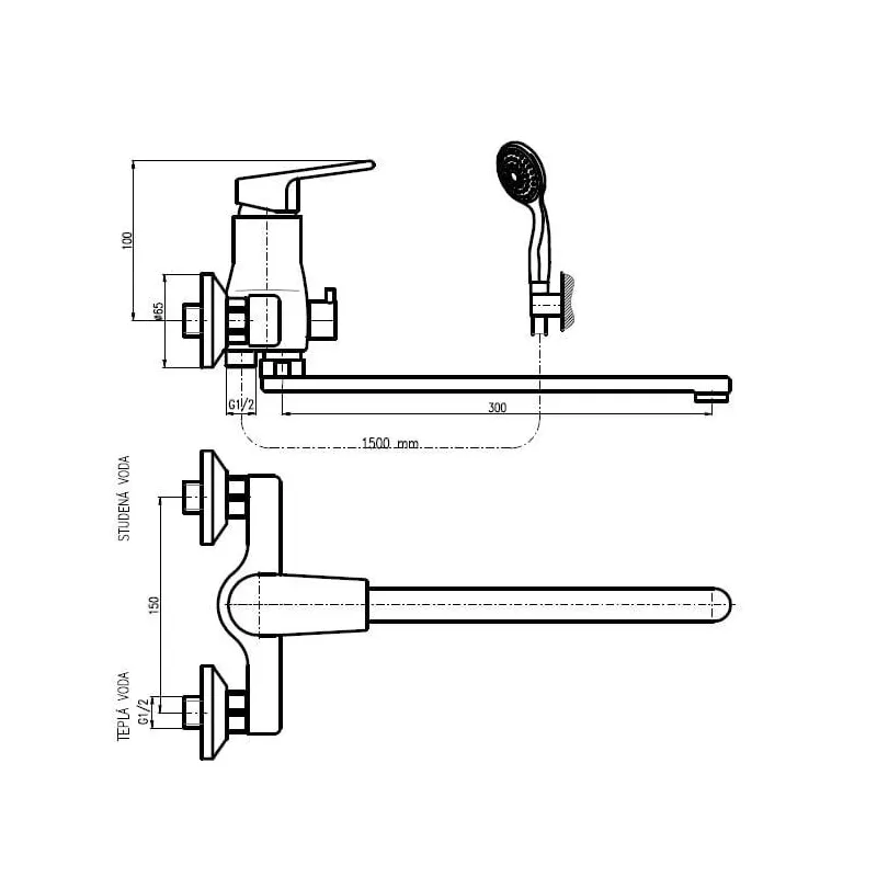 Vannas maisītājs ar dušas komplektu Domoletti Colorado DCO153.5-1, hroma krās.