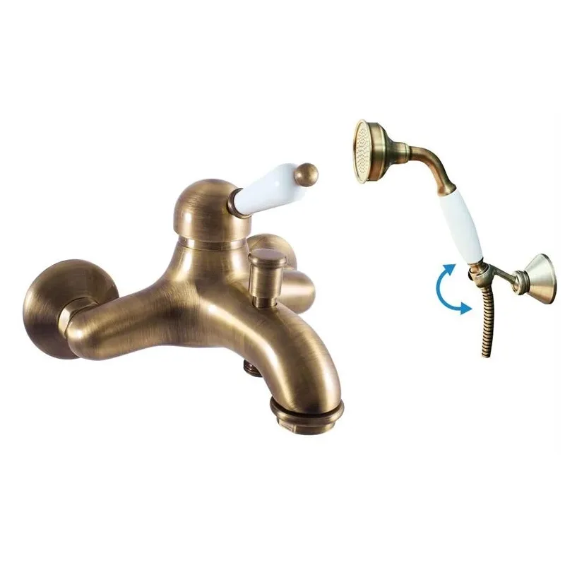 Vannas maisītājs ar dušas komplektu Domoletti Labe Stara Mosaz DL554.5-2SM, balta-misiņš